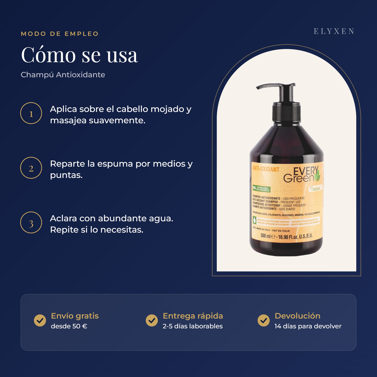 Champú Antioxidante - modo de empleo