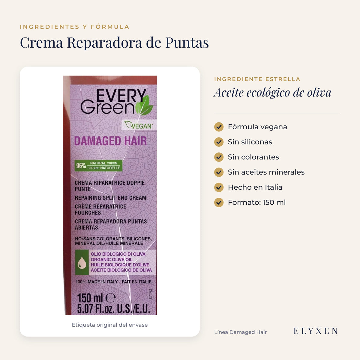 Crema Reparadora de Puntas Abiertas - ingredientes y fórmula