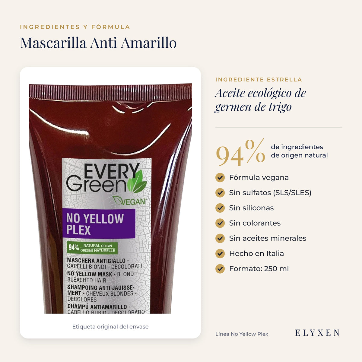 Mascarilla Anti Amarillo - ingredientes y fórmula