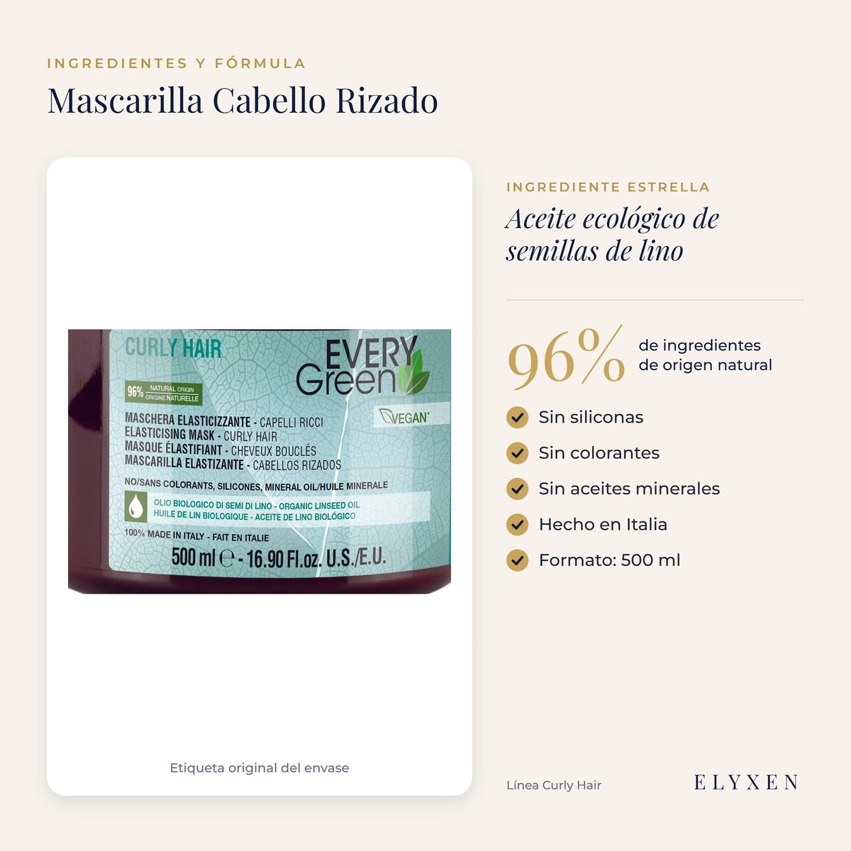 Mascarilla Cabello Rizado - ingredientes y fórmula