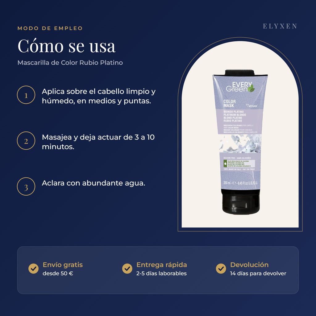 Mascarilla de Color Rubio Platino - modo de empleo